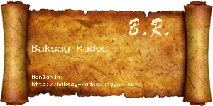 Baksay Rados névjegykártya